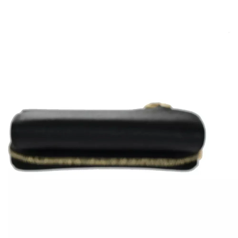 CHRISTIAN DIOR Logo Saddle Trifold Wallet Purse Leather Black
